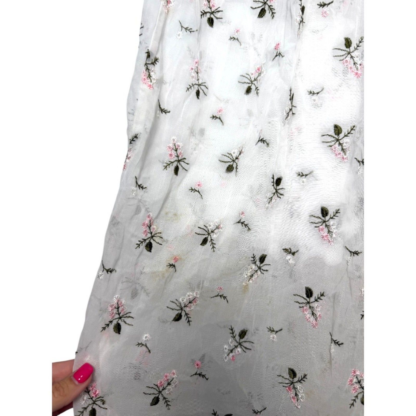 Queen Anne's Lace Eileen West Couture Vintage Sheer Floral Nightgown Medium — image 2 of 8